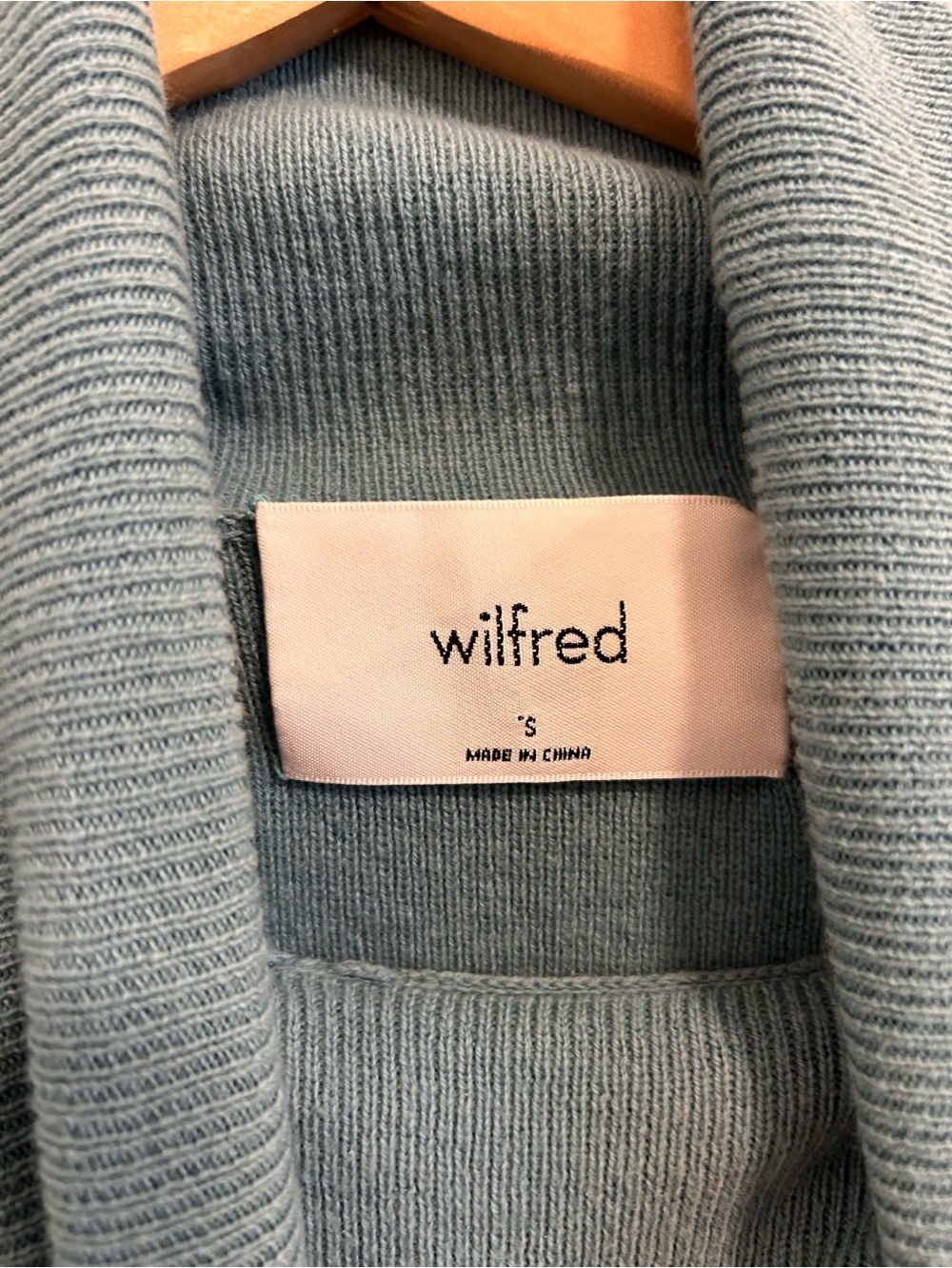 Aritzia Wilfred Wool Blend Cropped Turtleneck Sweater Blue Green Size Small - Picture 4 of 6